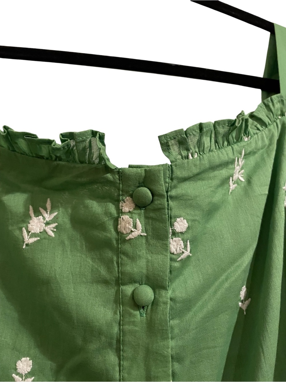 JESSAKAE Juniper Dress in Cool Green Floral Embroidered Cotton Puff Sleeve 4X - Picture 8 of 11